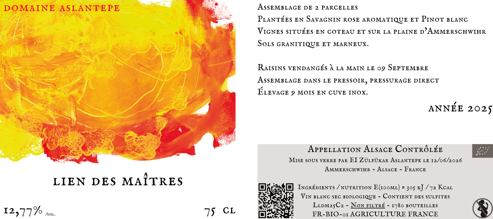 Lien des Maîtres — Domaine Aslantepe, AOC Alsace